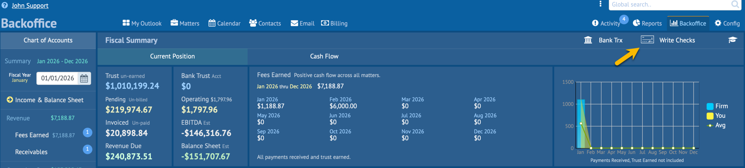 HoudiniEsq BackOffice Tab Location